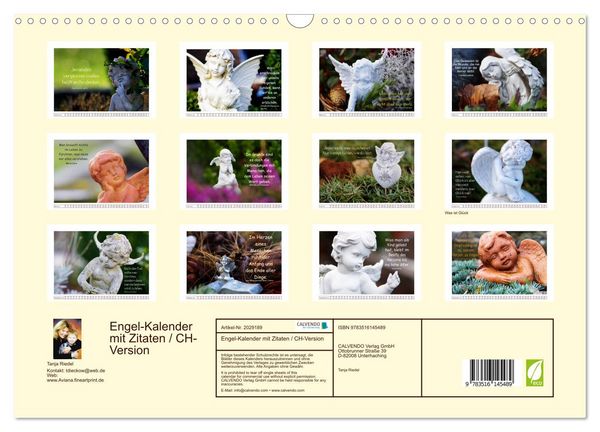 Produktbild: Engel-Kalender mit Zitaten / CH-Version (Wandkalender 2026 DIN A3 quer), CALVENDO Monatskalender