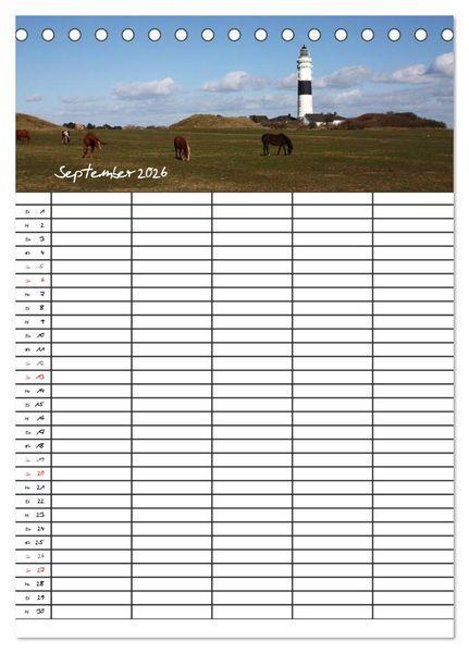 Produktbild: Familienplaner - Sylt (Tischkalender 2026 DIN A5 hoch), CALVENDO Monatskalender