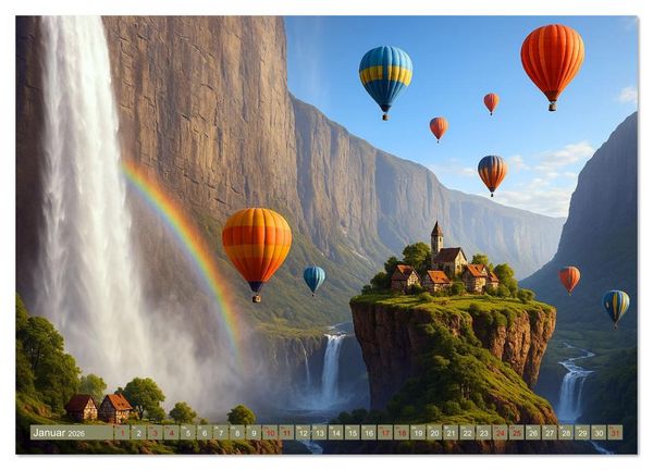 Produktbild: Ballonfahrt durch surreale Welten (hochwertiger Premium Wandkalender 2026 DIN A2 quer), Kunstdruck in Hochglanz