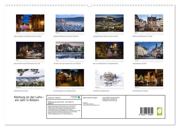 Produktbild: Marburg an der Lahn - ein Jahr in Bildern (hochwertiger Premium Wandkalender 2026 DIN A2 quer), Kunstdruck in Hochglanz