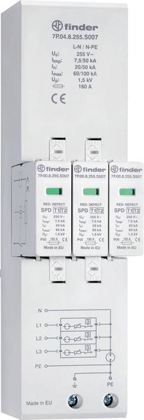Finder 7P.04.8.255.S007 7P.04.8.255.S007 Überspannungsschutz-Ableiter 1St.