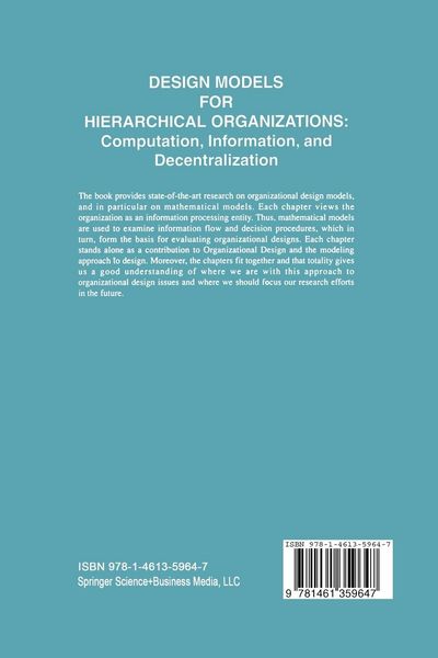 Produktbild: Design Models for Hierarchical Organizations