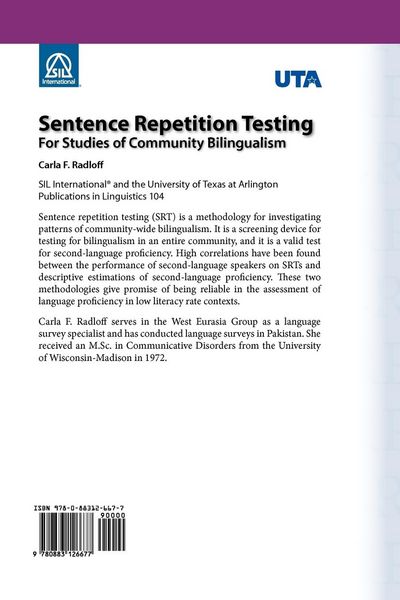 Produktbild: Sentence Repetition Testing for Studies of Community Bilingualism