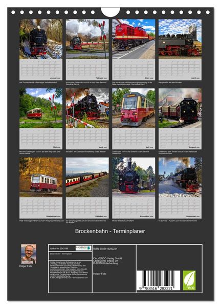 Produktbild: Brockenbahn - Terminplaner (Wandkalender 2026 DIN A4 hoch), CALVENDO Monatskalender