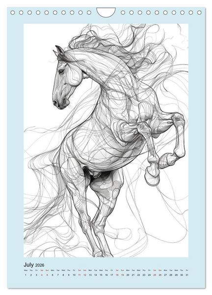 Produktbild: Sketchy Power Horses (Wall Calendar 2026 DIN A4 portrait), CALVENDO 12 Month Wall Calendar