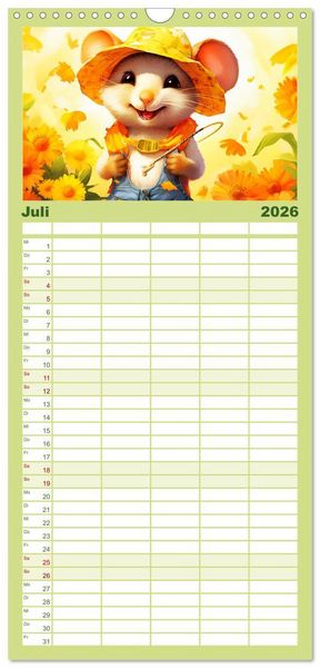 Produktbild: Familienplaner 2026 - Mausiges Spektakel. Zauberhafter Maus-Alltag mit 5 Spalten (Wandkalender, 21 x 45 cm) CALVENDO