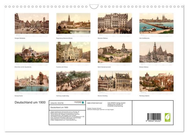 Produktbild: Deutschland um 1900 (Wandkalender 2026 DIN A3 quer), CALVENDO Monatskalender