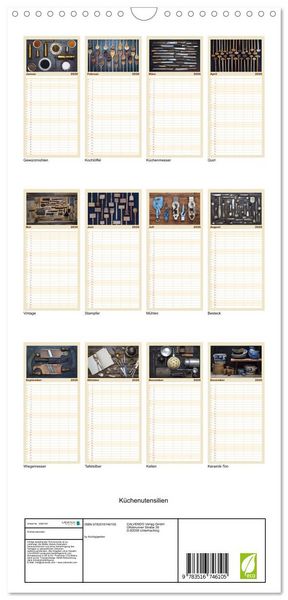 Produktbild: Familienplaner 2026 - K&uuml;chenutensilien mit 5 Spalten (Wandkalender, 21 x 45 cm) CALVENDO