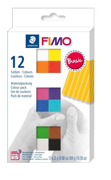 FIMO ofenhärtende Modelliermasse FIMO soft 8023 Basic Colours, 12 x 25g Halbblöcken