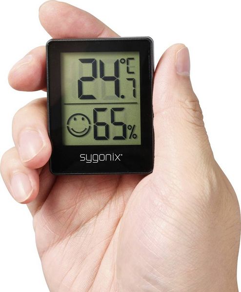 Produktbild von Sygonix Thermo-/Hygrometer Mit CO2-Anzeige – Innenraumluftqualität, Temperatur, Feuchte, CO2-Warnung, Kalibrierfunktion – Schwarz