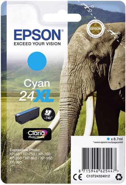 Epson Druckerpatrone T2432, 24XL Original Cyan C13T24324012