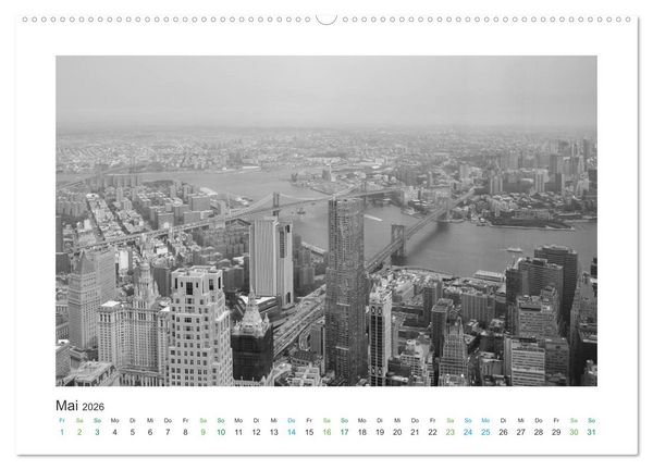 Produktbild: New York in schwarz weiss (hochwertiger Premium Wandkalender 2026 DIN A2 quer), Kunstdruck in Hochglanz