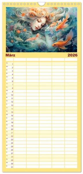 Produktbild: Familienplaner 2026 - Sternzeichen-Kalender - Galaktische Portr&auml;ts mit Datum mit 5 Spalten (Wandkalender, 21 x 45 cm) CALVENDO