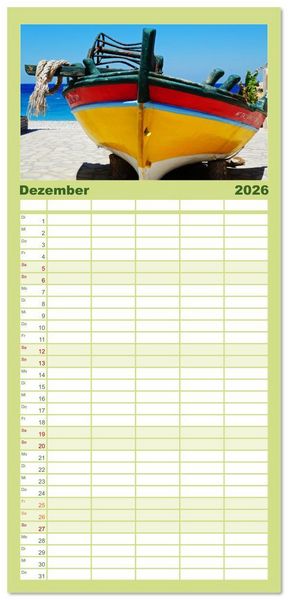 Produktbild: Familienplaner 2026 - Samos - gr&uuml;ne Perle in der &Auml;g&auml;is mit 5 Spalten (Wandkalender, 21 x 45 cm) CALVENDO