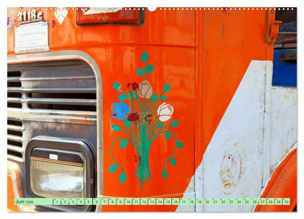 Produktbild: Indien Farbenfrohe LKW (hochwertiger Premium Wandkalender 2026 DIN A2 quer), Kunstdruck in Hochglanz