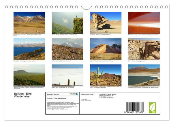 Produktbild: Bolivien - Eine Wanderreise (Wandkalender 2026 DIN A4 quer), CALVENDO Monatskalender