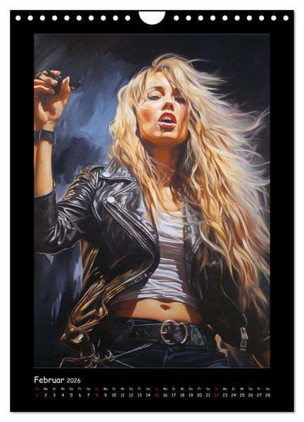 Produktbild: Heavy Metal-Queens. Wilde Rock- und Metal-Girl Paintings (Wandkalender 2026 DIN A4 hoch), CALVENDO Monatskalender