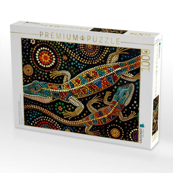 Produktbild: CALVENDO Puzzle Eidechsen - Im Stil der Kunst der Aborigines | 1000 Teile Lege-Gr&ouml;&szlig;e 64x48cm Foto-Puzzle f&uuml;r gl&uuml;ckliche Stunden