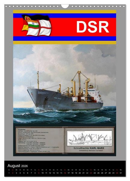Produktbild: Heimathafen Rostock - Schiffe der Deutschen Seereederei (Wandkalender 2026 DIN A3 hoch), CALVENDO Monatskalender
