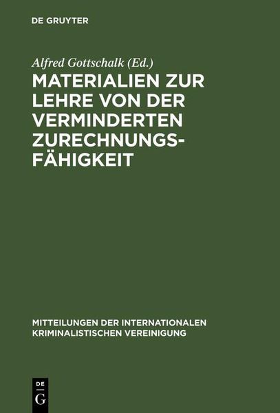 Produktbild: Materialien zur Lehre von der verminderten Zurechnungsf&auml;higkeit