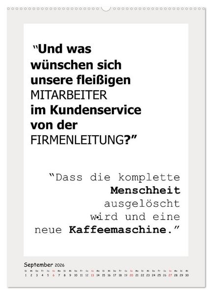Produktbild: Spr&uuml;chekalender. Witziges f&uuml;rs B&uuml;ro (hochwertiger Premium Wandkalender 2026 DIN A2 hoch), Kunstdruck in Hochglanz