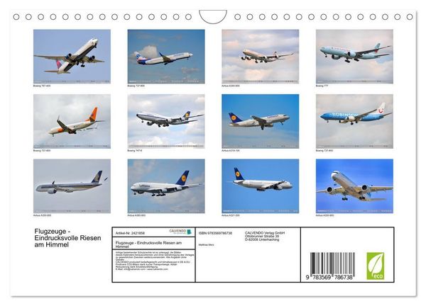 Produktbild: Flugzeuge - Eindrucksvolle Riesen am Himmel (Wandkalender 2027 DIN A4 quer), CALVENDO Monatskalender