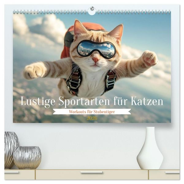 Produktbild: Lustige Sportarten f&uuml;r Katzen (hochwertiger Premium Wandkalender 2026 DIN A2 quer), Kunstdruck in Hochglanz
