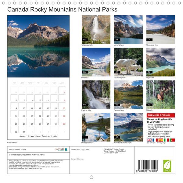 Canada Rocky Mountains National Parks (Wall Calendar 2023 300 × 300 mm