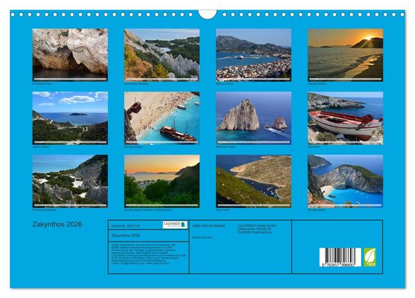Produktbild: Zakynthos 2026 (Wandkalender 2026 DIN A3 quer), CALVENDO Monatskalender