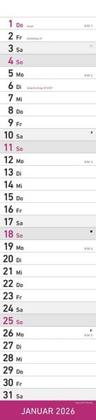 Produktbild: Streifenplaner PINK 2026 - Streifenkalender - Wandplaner - Küchen-Kalender - 11,3x49,5