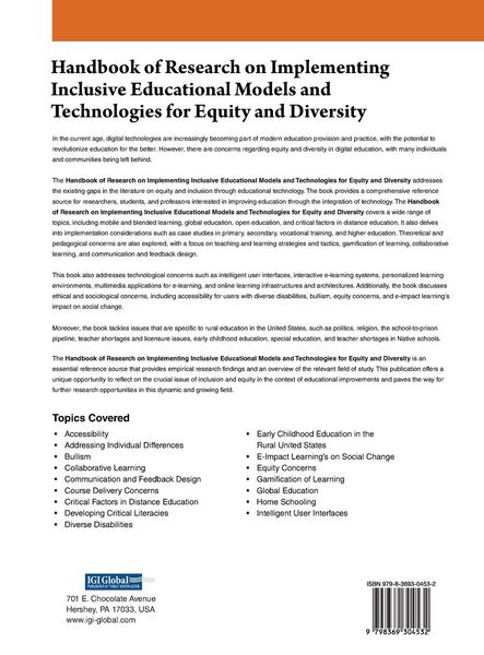 Produktbild: Handbook of Research on Implementing Inclusive Educational Models and Technologies for Equity and Diversity