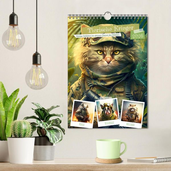 Produktbild: Tierische Krieger. Pelzige Soldaten im aktiven Dienst des Milit&auml;rs (Wandkalender 2026 DIN A4 hoch), CALVENDO Monatskalender