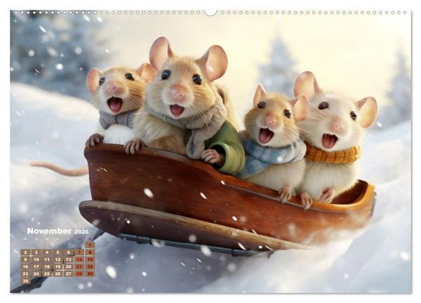 Produktbild: Ein Jahr im Leben von Familie Maus (hochwertiger Premium Wandkalender 2026 DIN A2 quer), Kunstdruck in Hochglanz