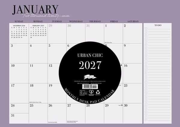 Produktbild: Urban Chic 2027 17 X 12 Small Monthly Deskpad