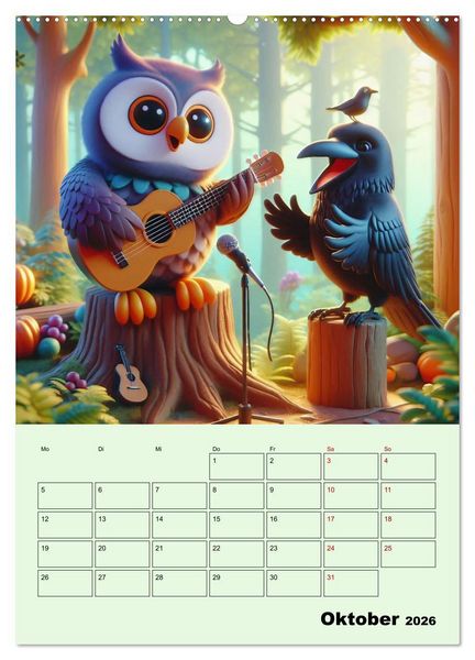 Produktbild: Waldtiere machen Musik (hochwertiger Premium Wandkalender 2026 DIN A2 hoch), Kunstdruck in Hochglanz