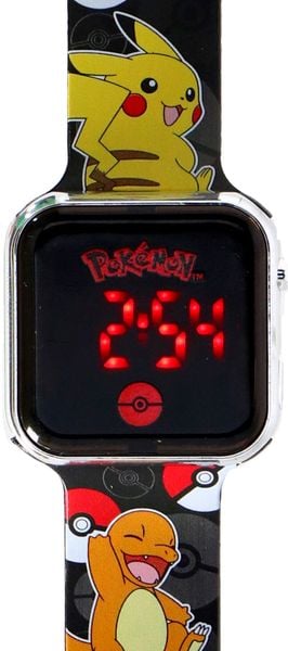 Produktbild: Accutime LED-Kinderuhr Pok&eacute;mon (schwarz), Digitaluhr mit LED-Anzeige f&uuml;r Uhrze