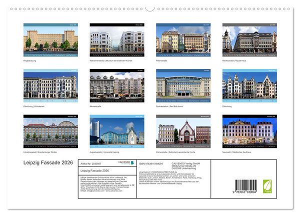 Produktbild: Leipzig Fassade 2026 (hochwertiger Premium Wandkalender 2026 DIN A2 quer), Kunstdruck in Hochglanz