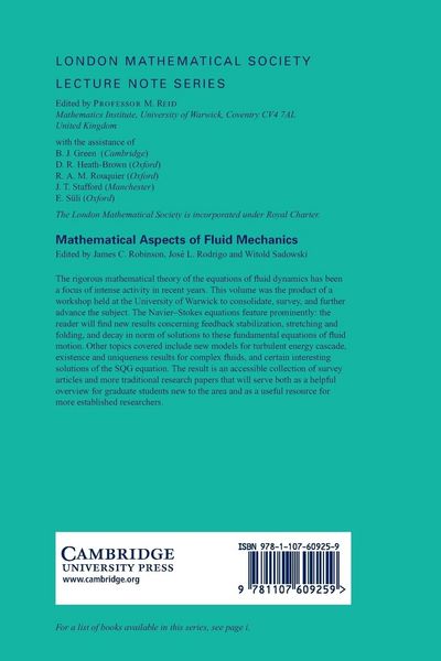 Produktbild: Mathematical Aspects of Fluid Mechanics