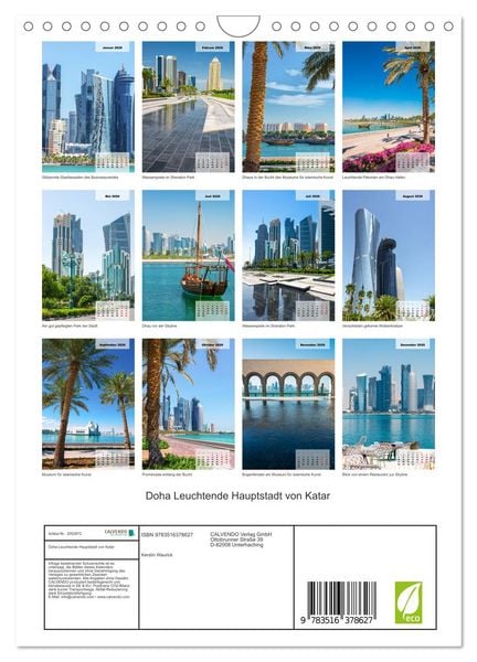 Produktbild: Doha Leuchtende Hauptstadt von Katar (Wandkalender 2026 DIN A4 hoch), CALVENDO Monatskalender