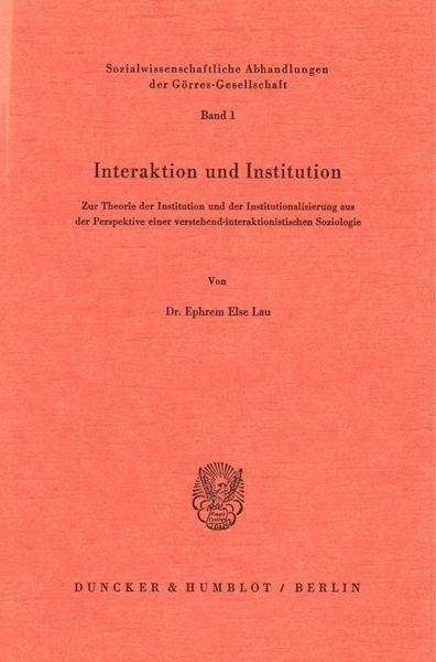 Produktbild: Interaktion und Institution.
