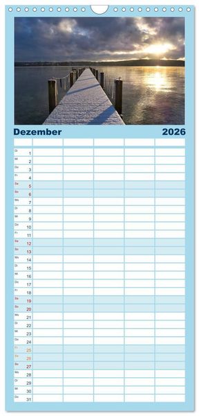 Produktbild: Familienplaner 2026 - Starnberger Seeblicke mit 5 Spalten (Wandkalender, 21 x 45 cm) CALVENDO