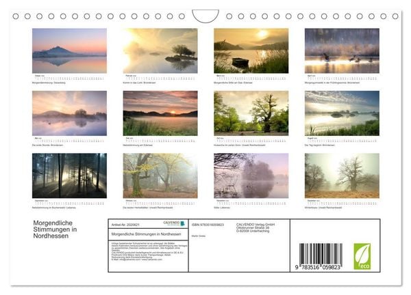 Produktbild: Morgendliche Stimmungen in Nordhessen (Wandkalender 2026 DIN A4 quer), CALVENDO Monatskalender