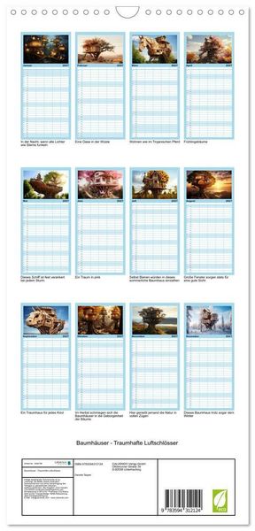 Produktbild: Familienplaner 2027 - Baumh&auml;user - Traumhafte Luftschl&ouml;sser mit 5 Spalten (Wandkalender, 21 x 45 cm) CALVENDO