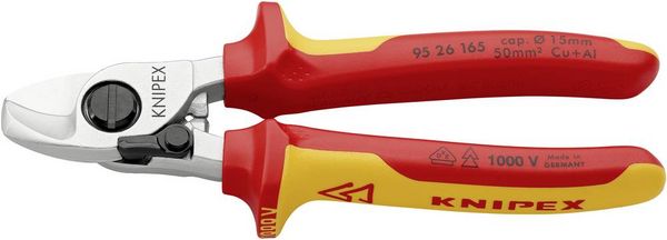 Produktbild: Knipex 95 26 165 Kabelschere Geeignet f&uuml;r (Abisoliertechnik) Alu- und Kupferkabel, ein- und mehrdr&auml;htig 15 mm 50 mm&sup2; 0