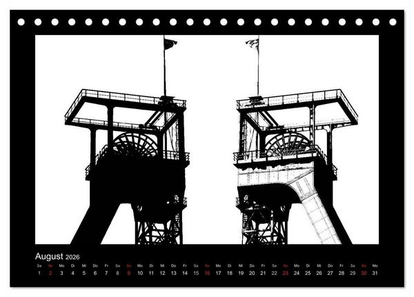 Produktbild: Ruhrpott und Niederrhein in Schwarzwei&szlig; (Tischkalender 2026 DIN A5 quer), CALVENDO Monatskalender