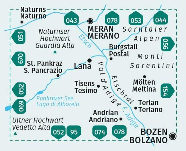 Produktbild: KOMPASS Wanderkarte 054 Lana, Etschtal / Lana, Val d&acute;Adige 1:25.000