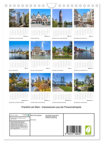 Produktbild: Frankfurt am Main - Impressionen aus der Finanzmetropole (Wandkalender 2026 DIN A4 hoch), CALVENDO Monatskalender