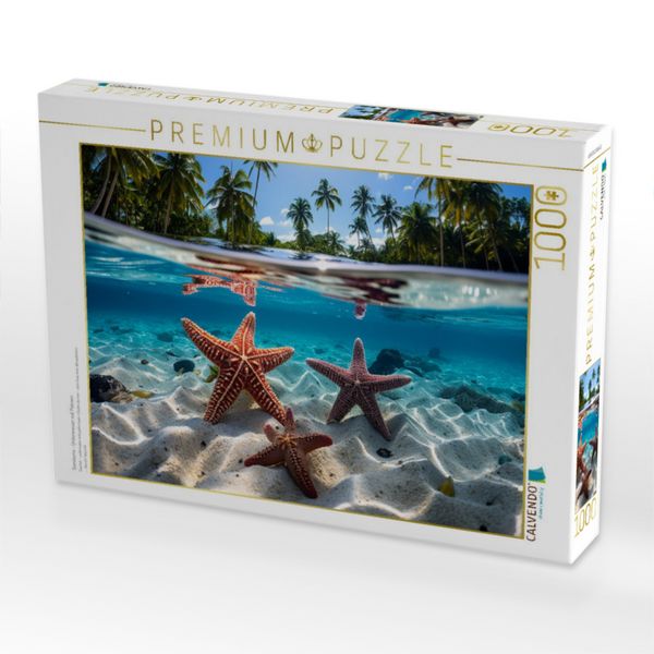 Produktbild: CALVENDO Puzzle Seesterne - Unterwasser mit Palmen | 1000 Teile Lege-Gr&ouml;&szlig;e 64x48cm Foto-Puzzle f&uuml;r gl&uuml;ckliche Stunden