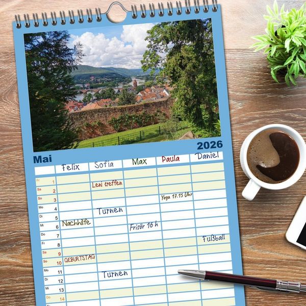 Produktbild: Familienplaner 2026 - Wanderbares Miltenberg mit 5 Spalten (Wandkalender, 21 x 45 cm) CALVENDO