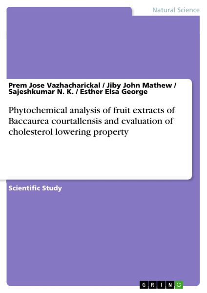 Produktbild: Phytochemical analysis of fruit extracts of Baccaurea courtallensis and evaluation of cholesterol lowering property